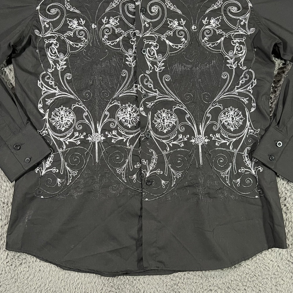 Patroncito Shirt Mens Medium Black Button Up Long Sleeves USA Western - Picture 7 of 12